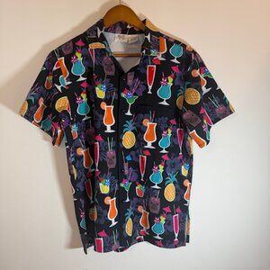 Funny Guy Creation Mens Size M Short Sleeve Tiki Margarita Pineapple Resort Vaca